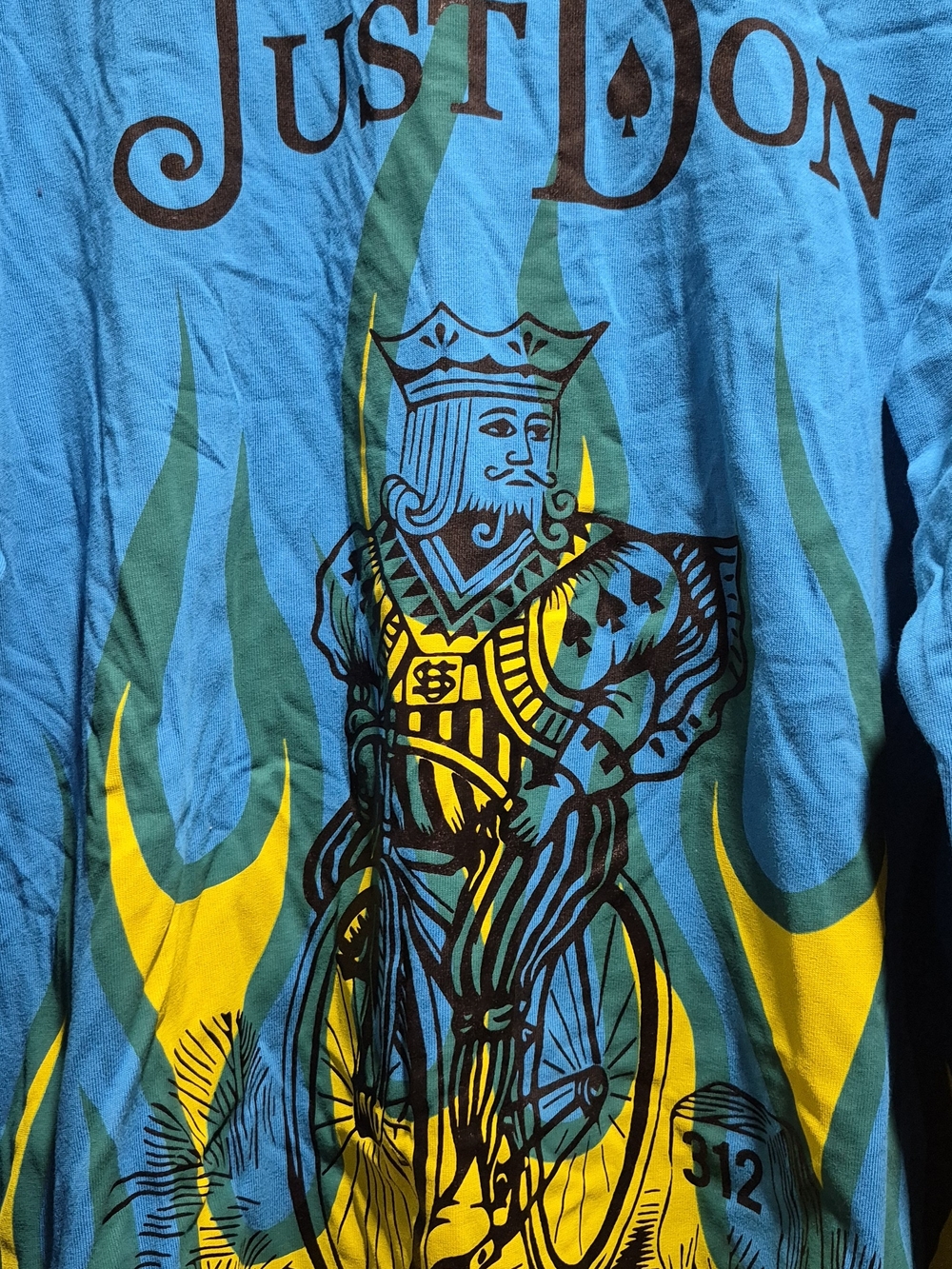 "Just Don" Blue & Green Graphic King Print Men's Shirt